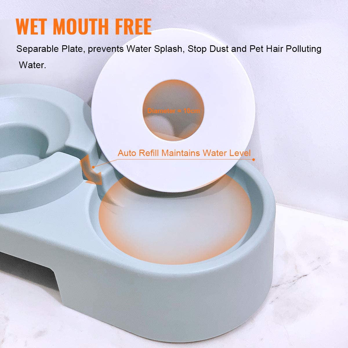 2 in 1 Cat Water Dispenser,Cat Food Bowl,Dog Feeder, Automatic Cat Water Feeder,Pet Food and Water Dispenser Set (Ocean Blue)