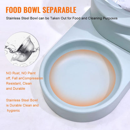 2 in 1 Cat Water Dispenser,Cat Food Bowl,Dog Feeder, Automatic Cat Water Feeder,Pet Food and Water Dispenser Set (Ocean Blue)